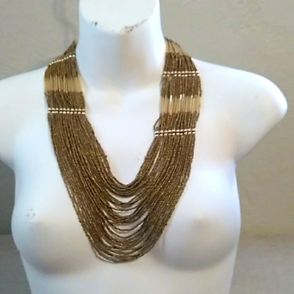 Vintage beaded Tribal Row Necklace